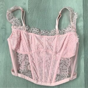 VICTORIAS SECRET PINK EYELASH LACE CORSET XS